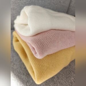 Cozy Women's Sweater Set - White, Pink, and Yellow